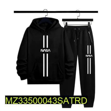 2 Pcs Men's Stitched Polyester Fleece Printed Track Suit